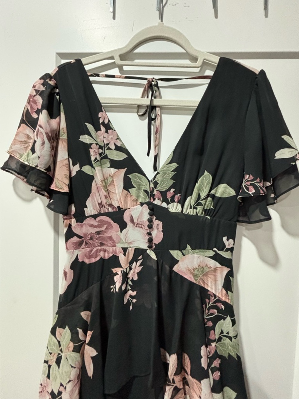 Lulu's Black Maxi Dress with Pink & Green Floral Print - Picture 2 of 6